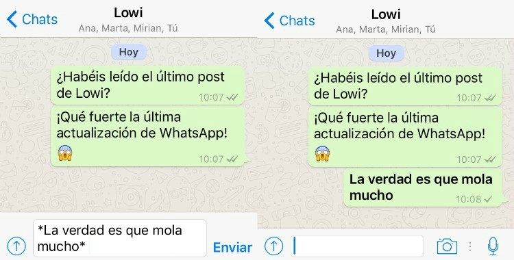 Poner negrita en WhatsApp