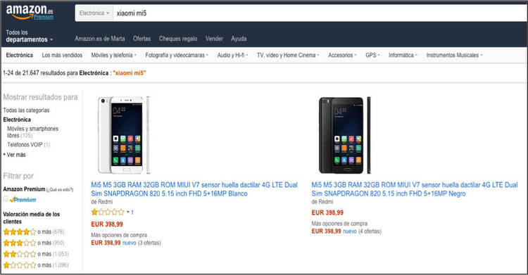 Dónde comprar móviles chinos en España