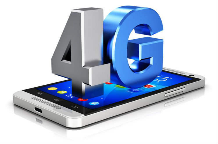 Móvil chino con cartel 4G en 3D