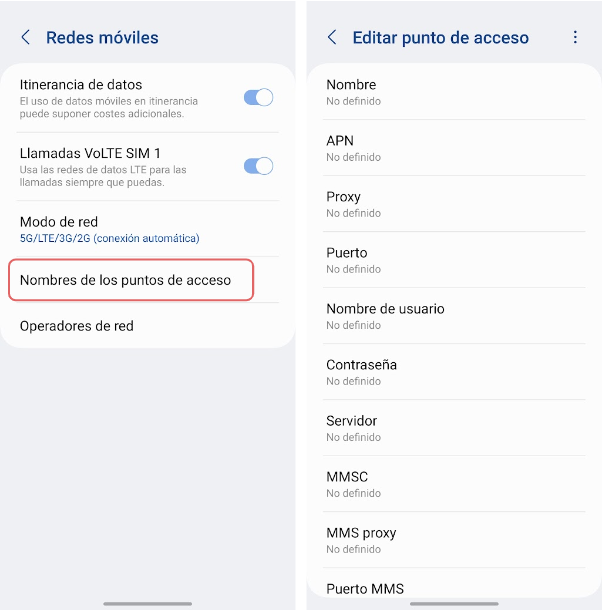 Configurar APN en Android