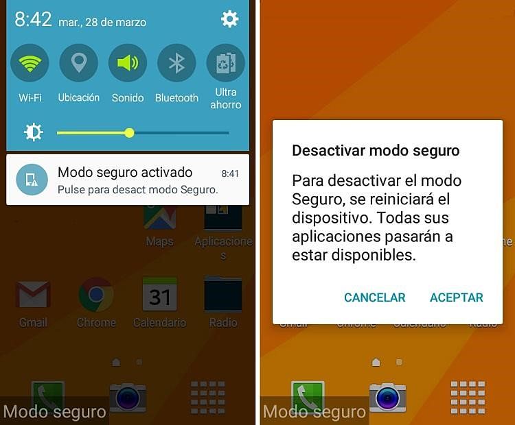 desactivar modo seguro