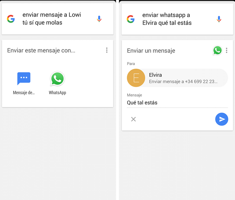 enviar mensajes con ok google