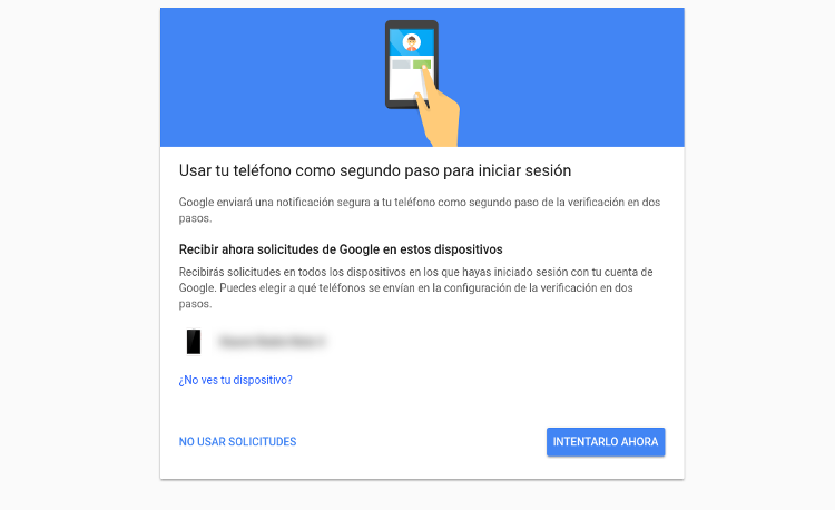 segundo paso para iniciar sesión Google