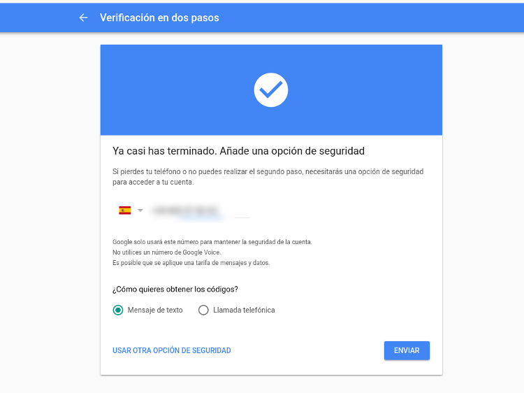 opciones seguridad Google
