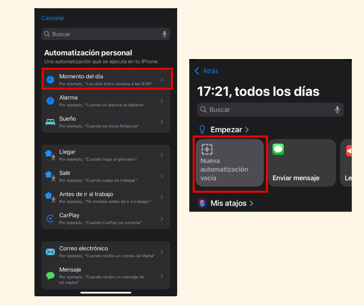 Paso 2 - Como configurar un mensaje programado en iOS