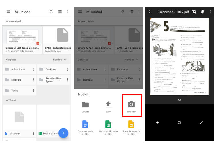 Cómo escanear documentos con el móvil en Google Drive