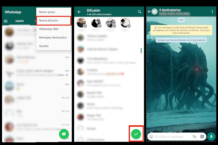 crear listas de difusión en Whatsapp