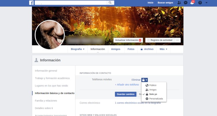 Datos personales en Facebook