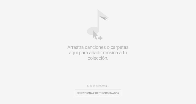 Pantalla para subir a Google Play Music los mp3 que tengas en el ordenador
