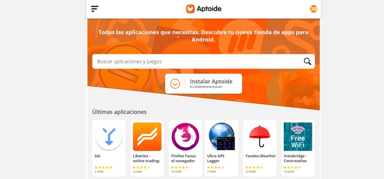 Captura de pantalla de la app Aptoide