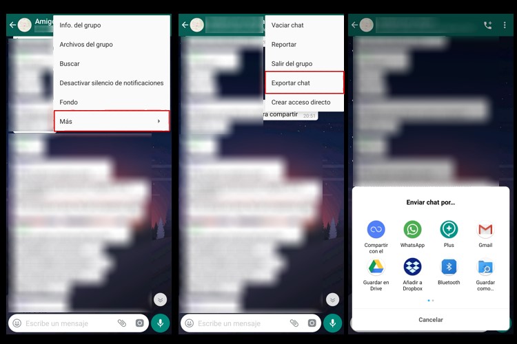 Resultado de imagen de whatsapp exportat chat