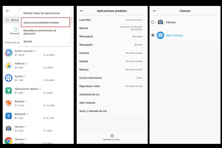 cambiar apps predeterminadas en android
