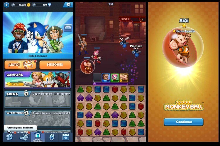 Videojuego app movil Sega Heroes