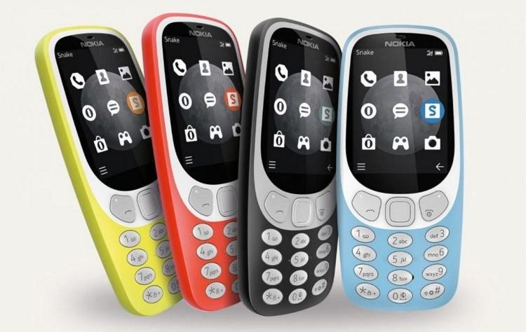 Móviles Nokia 3310 3g de diferentes colores: amarillo, rojo, negro y azul