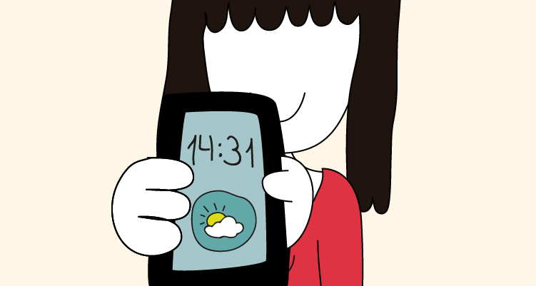 Pantalla de móvil con widgets en pantalla de inicio (ilustración)