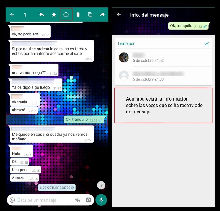 Mensajes reenviados WhatsApp