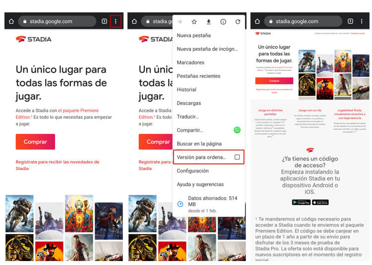tutorial stadia movil