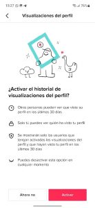 Cómo activar historial de visualización en TikTok