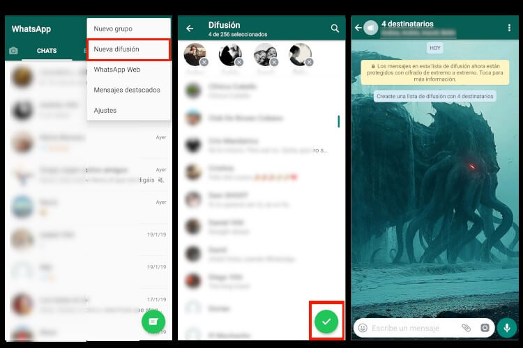 Crear listas de difusión en WhatsApp