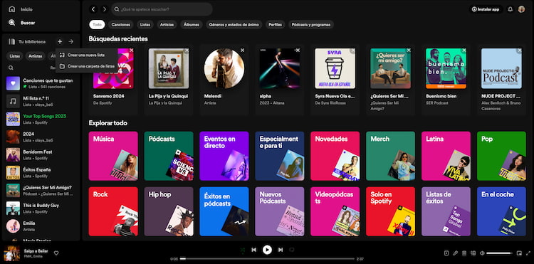 Cómo crear una lista en Spotify desde el ordenador
