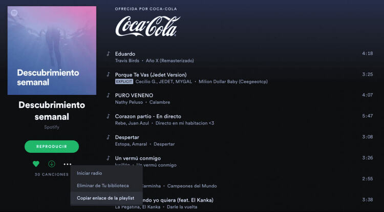 Copiar playlist de Spotify