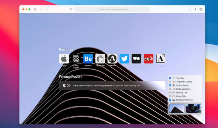 pantalla principal safari