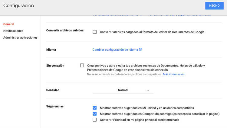 Eliminar archivos sugeridos en Google Drive