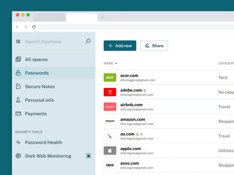 Gestor de contraseñas Dashlane