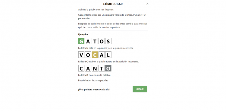 Pasos para jugar a Wordle