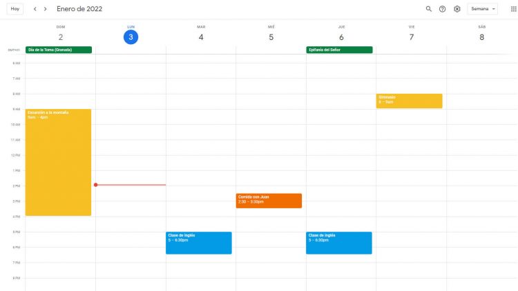 Organizar por colores Google Calendar