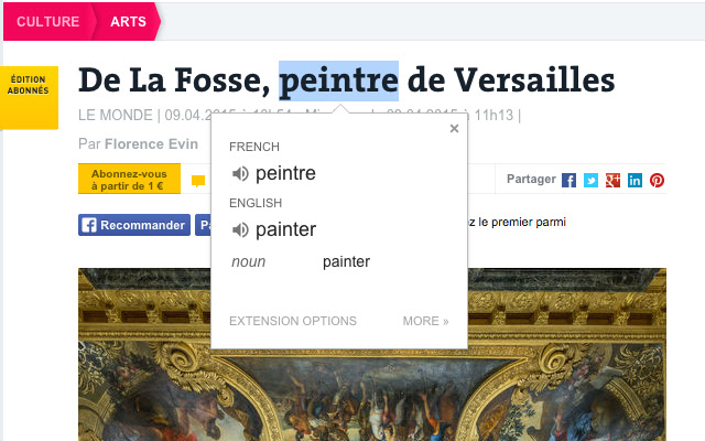 Traductor de Google extensión para Chrome