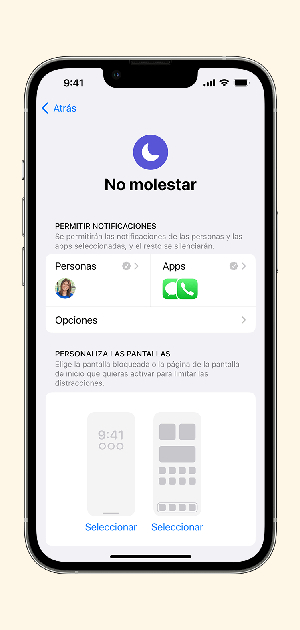 Usa el modo no molestar Usa el modo no molestar