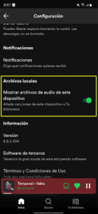 Importar canciones en Spotify en Android