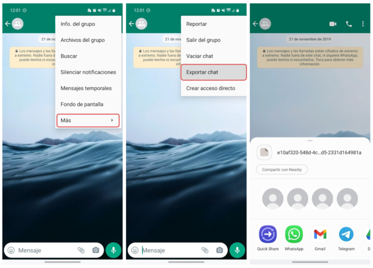 Descargar conversaciones de WhatsApp