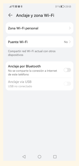 Anclaje zona Wifi en Android