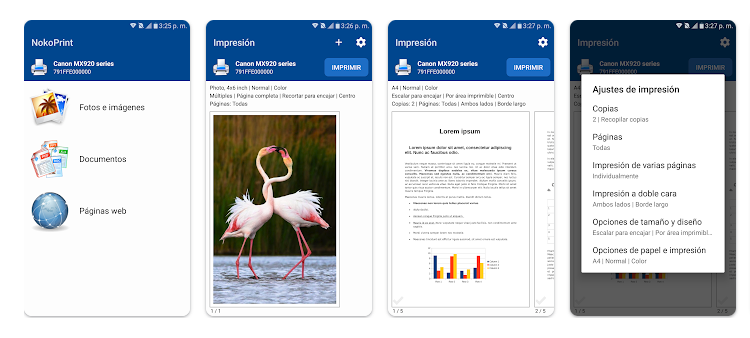 Imágenes de la app Nokoprint