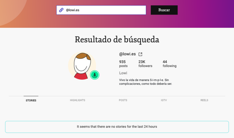 Historias de IG anónimas desde el navegador