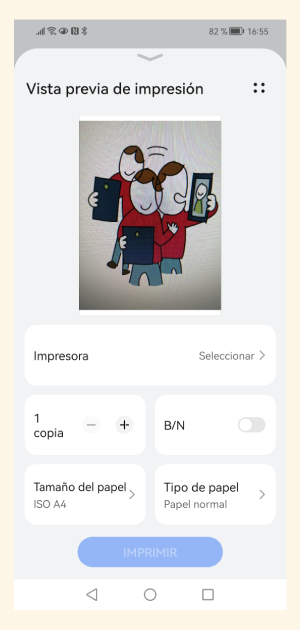 Opciones de impresión desde el móvil