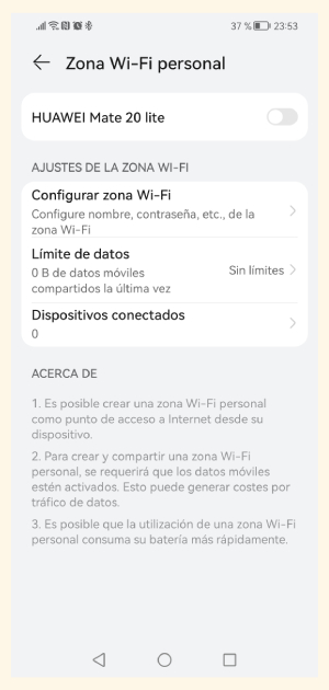 Zona WiFi personal en Android