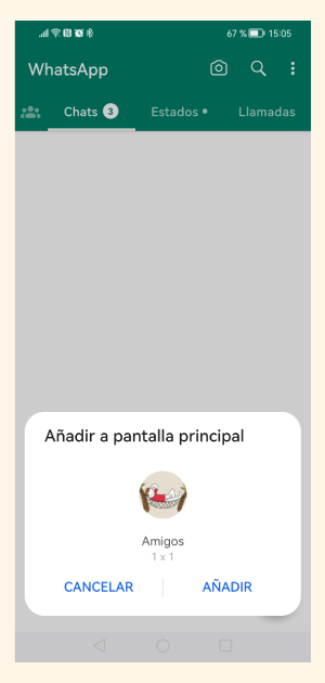 Añade tu conversación de WhatsApp a la pantalla de inicio
