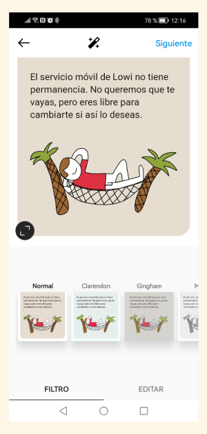 Aplicación de filtros en IG