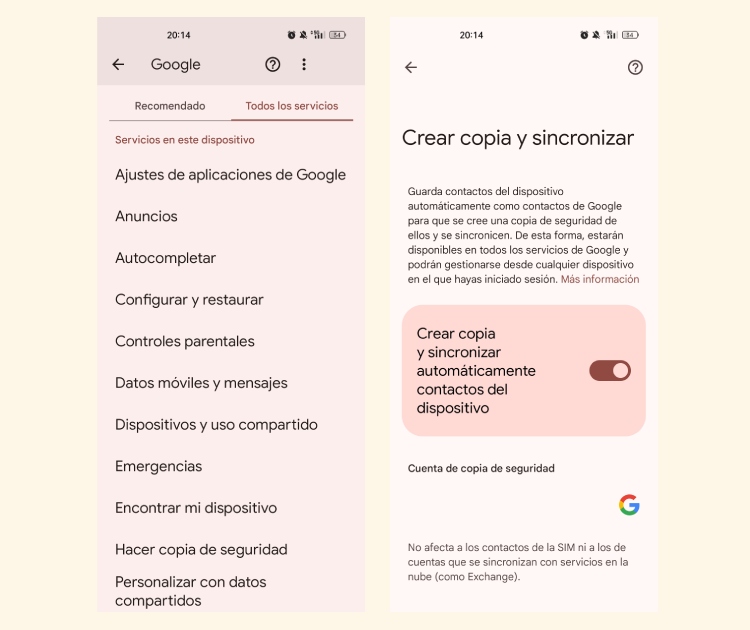 Cómo hacer copia de seguridad de los contactos