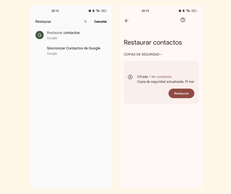 Recuperar contactos borrados con copia de seguridad