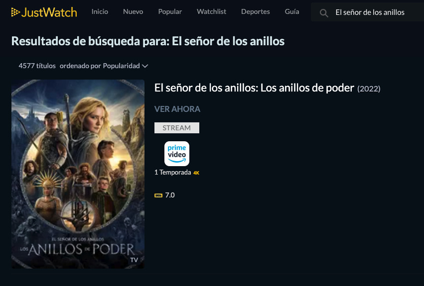 Just Watch El Señor de los Anillos