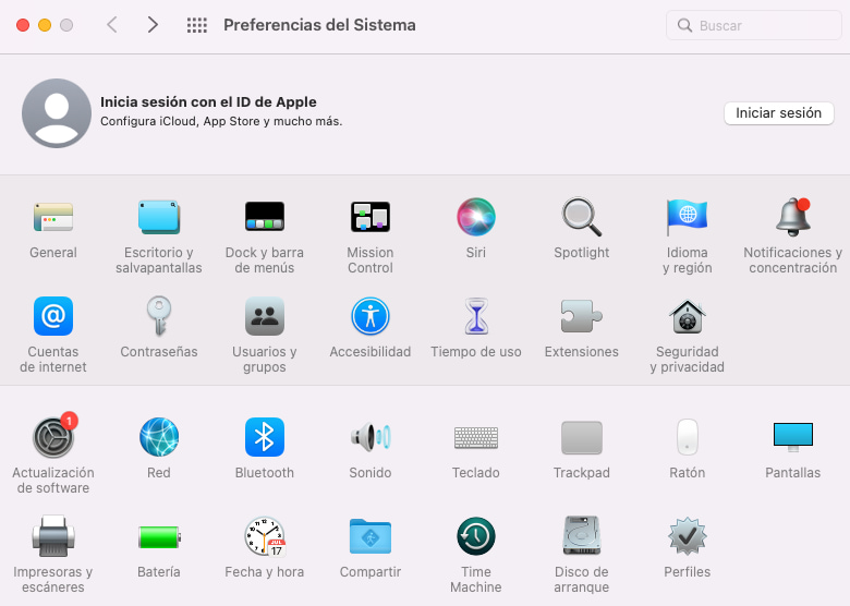 Preferencias del sistema en Mac