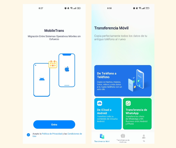 Mobile trans: pasar contactos de iPhone a Android