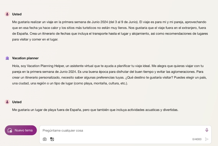 Planificar un viaje con Microsoft Vacation Planner