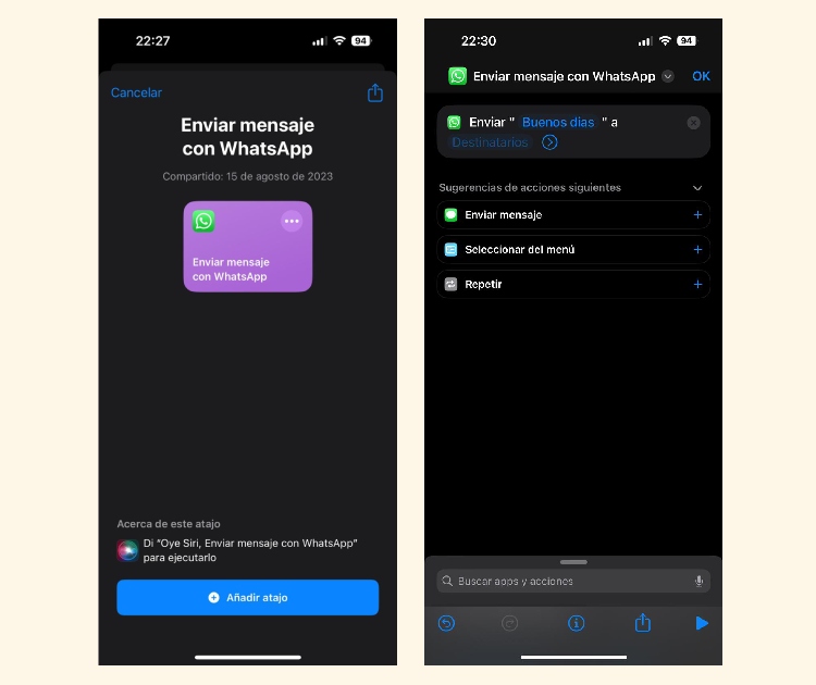 Atajo para en enviar mensajes automáticos en Whatsapp