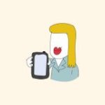 Ilustración de mujer mostrando tablet