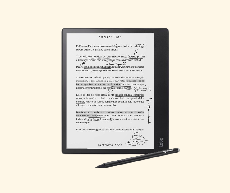 Kobo Elipsa 2E con pantalla amplia para leer y tomar notas